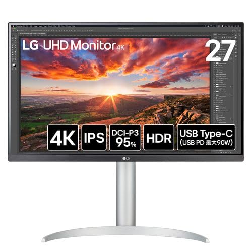 LG 27インチ QHDモニター | 300Hz -1ms | AMD FreeSync Premium、G-SYNC互換 | USB-C、HDMI 2.1 | 内蔵スピーカー | 傾き/高さ/ピボット調整可能スタンド | HDMI付き 27UP850K-W
