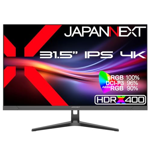 JAPANNEXT 31.5インチ IPSパネル搭載 4K(3840x2160)解像度 液晶モニター JN-IPSB315U HDMI DP sRGB:100% DCI-P3:96% Adobe RGB:90% コントラスト比2000:1 HDR400相当【2年保証】