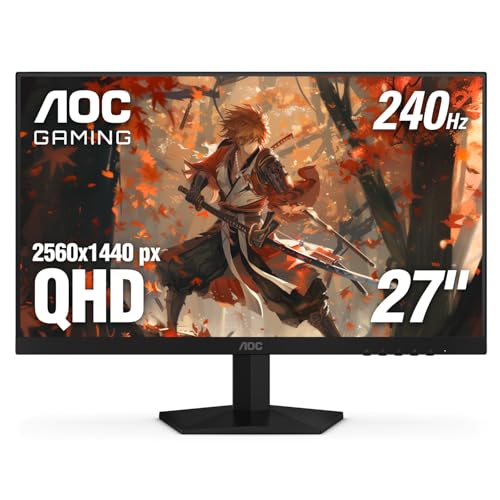AOC Gaming Q27G41ZE 27インチ QHD IPS ゲーミングモニター 2560x1440 240Hz オーバークロック260Hz 0.3ms MPRT、3面フレームレス、HDMI 2.0×1、ディスプレイポート×1、G-Sync対応、HDR、3年ゼロブライトドット。