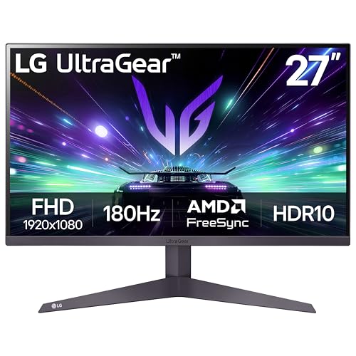 LG 27GS50F-B 27インチ FHD (1920 x 1080) UltraGear ゲーミングモニター 180Hz 1ms MBR HDR10 AMD FreeSync HDMI DisplayPort 3面バーチャルボーダーレスデザイン ブラック 27GS50F-B.AUSQ