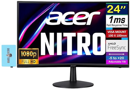 ME2 MichaelElectronics2 Acer ED240Q H 24インチ FHDモニター 応答時間1ms AMD FreeSync、アンチグレア、VESAマウント(100x100mm)、低ブルーライト、VGA、HDMI、Dockztorm USBポート拡張器、黒色(UM.UE0AA.H01)