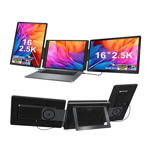 Docooler 16 インチ トリプル ラップトップ スクリーン エクステンダー ポータブル、安定したデスクト配置、幅広い互換性を備えた調整可能な視野角、株式取引作業編集用 S9Gpro