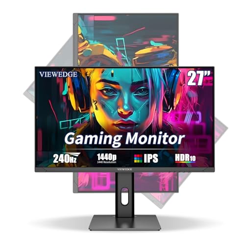 Viewedge ゲーミングモニター 27インチ QHD (2560x1440p) 240Hz コンピューターモニター 1ms HDR10 IPS DisplayPort HDMI 2K 垂直モニター 壁取り付け可能 内蔵スピーカー CS27QMUS