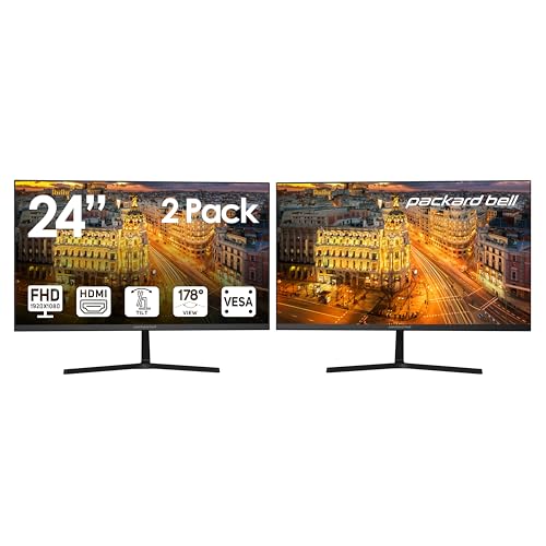 PACKARD BELL 24インチ Fhd 1920X1080 コンピューターモニター75Hz、5ミリ秒、デュアルモニター、ウルトラワイドモニター、VESAマウント、チルト、VGA&Hdmiモニター、ベーシックモニターとモニター M24200