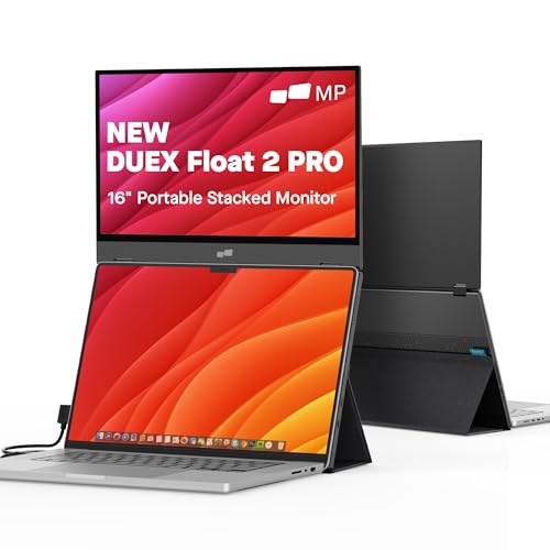 MP ポータブルモニター - モバイルピクセル Duex Float 2 Pro 16インチ 2.5K ノートパソコンモニター、15-16インチノートパソコン用スタックモニター内蔵デュアルスピーカー、USB C/HDMI、Window/Mac/PC/Android対応 101-1011P03