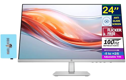 ME2 MichaelElectronics2 HP Series 5 524sh 24インチ FHD IPSモニター 応答時間5ms アンチグレア、ちらつきなし、低ブルーライト、VGA、HDMI、Dockztorm USBポート拡張機、ブラック/シルバーカラー (94C19AA#ABA)