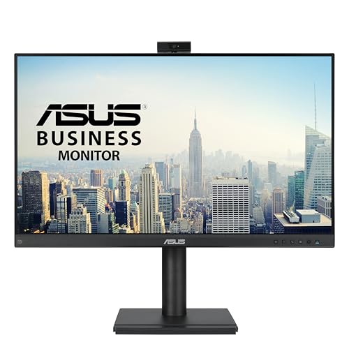 ASUS 27インチ 1080P ビデオ会議モニター (BE279QFK) - フルHD、IPS、100Hz、フレームレス、内蔵ウェブカメラ、マイクアレイ、スピーカー、高さ調節可能、人間工学デザイン、アイケア、壁取り付け可能、3年保証