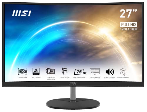 MSI PRO MP271CA 27インチ FHD 75hz AMD Freesync カーブゲーミングモニター