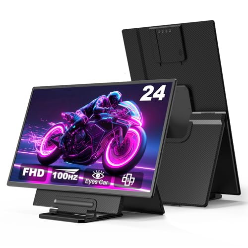 Ygretyrjh 24インチ大型ポータブルモニター、1080P FHD 100Hzノートパソコンスクリーンエクステンダー、IPSモニターエクステンダー125%sRGB、オフィスゲーム用USB C HDMI、取り外し可能なスタンド、モニター付き
