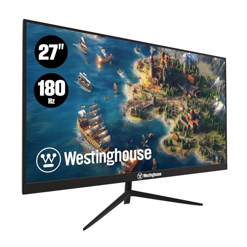 Westinghouse 27インチフラットゲーミングモニター 180Hz 1ms AMD FreeSync対応 ローモーションブラー 1080p フルHD IPSディスプレイ オフィス用 PC&コンソールゲーム用 スピーカー内蔵 DisplayPort1個 HDMI2倍