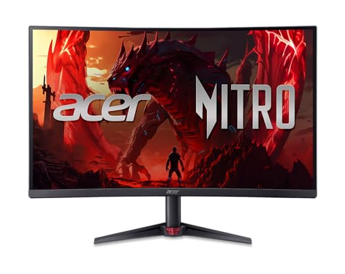 acer Nitro 31.5インチ ゲーミングモニター | WQHD 2560 x 1440 | 1800R カーブ | AMD FreeSync | 最大180Hz リフレッシュレート | 最大0.5ms | sRGB 99% | 1 x ディスプレイポート 1.4 & HDMI 2.0 ポート | ED3 23QU P。 2bmiipx
