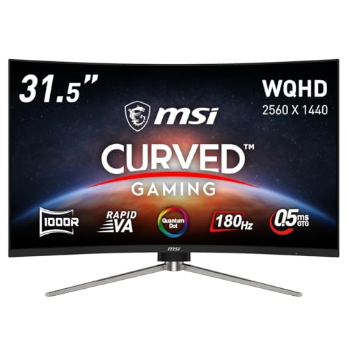 MSI ゲーミングモニター MAG 325CQRF QD E2 31.5インチ/湾曲/WQHD/量子ドット/RAPID VA/180Hz/0.5ms（GTG）/HDMI 2.0b/DP1.4a/Adaptive-Sync/AIビジョン/USBハブ機能/HDR/USB Type-C(最大65W)/チルト・高さ調整/メーカー3年保証