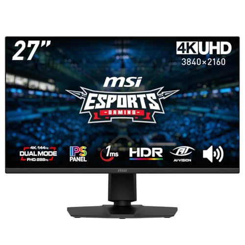 MSI 【Amazon.co.jp限定】MSI ゲーミングモニター MAG 275UPD E14 27インチ/4K/IPSパネル/144Hz（フルHD設定時：288Hz）/1ms（MPRT）/HDR/スピーカー/デュアルモード/HDMI2.1/DP 1.4a/縦横回転・高さ調整/ピボット/VESA100/メーカー3年保証