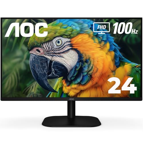 AOC 24B2H2 24インチ フレームレス IPS モニター FHD 1920x1080 100Hz 106%sRGB 家庭やオフィス用 HDMIおよびVGA入力 ローブルーモード VESA対応 ブラック