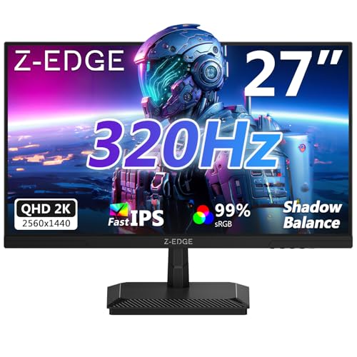 Z Z-Edge Z-Edge 27インチゲーミングモニター 320Hz 300Hz、2K QHD 1440P 高速IPSモニター、G27IS 1ms MPRTリフレッシュレート、sRGB 99%、シャドウバランス、PIP/PBP、HDMI 2.1x2、DP 1.4x2。