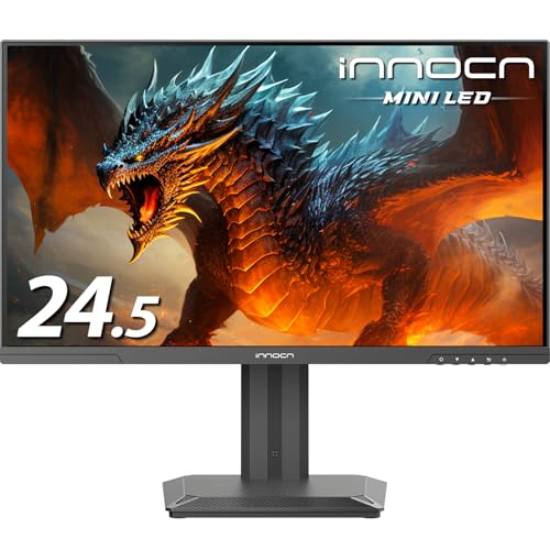 innocn 24.5インチ 2K QHD 2560 x 1440P 240Hzモニター、ゲームコンソール対応、ミニLED精密ローカル調光、Mac用モニター、HDMI 2.1、DP 1.4、高さピボット調整可能スタンド、ブラック - 25M2S 2551S