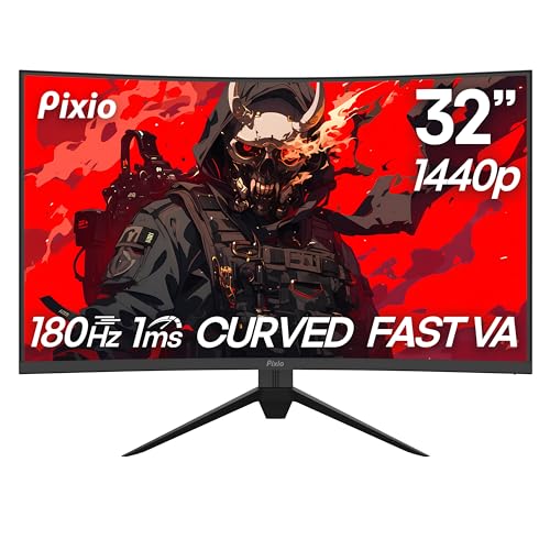 Pixio PXC328 32インチ 180Hz リフレッシュレート QHD 1440p 解像度 1500R カーブ ファスト VAパネル 1ms GTG レスポンスタイム アダプティブ同期 HDR カーブゲーミングモニター