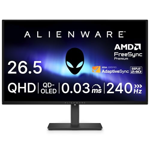 DELL AW2726DM 26.5インチ 有機EL Alienware ゲーミングモニター(無輝点3年保証/QHD/QD-OLED,抗反射/DP 1.4×1,HDMI×2/DCI-P3 99%/縦横回転,高さ調整/0.03ms,240Hz(DP),120Hz(HDMI)/AMD FreeSync Premium)