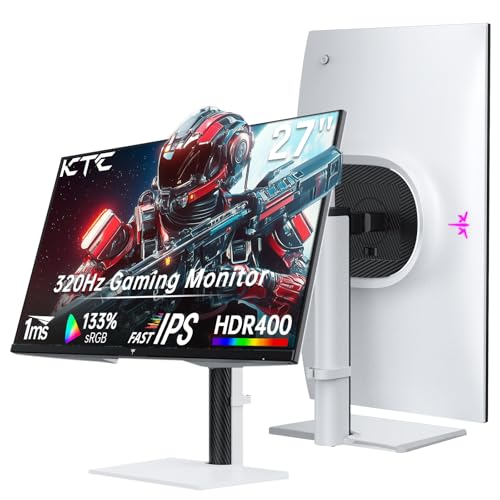 KTC モニター 27インチ ホワイト ゲーミングモニター WQHD (2560x1440) 高速IPS、300Hz (オーバークロックで320Hzをサポート) 1ms 144% sRGB 高輝度 450cd/㎡、低ブルーライト、ちらつきなし、HDMI×2、DP H27E6×1