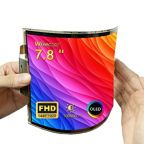 wisecoco 7.8インチ フレキシブルディスプレイ 湾曲可能 スクリーン FHD 1440 * 1920 AMOLEDディスプレイ HDMIドライバーボード付き OLEDモニター エンクロージャーキットなし DIYプロトタイプデモ用 R078F01