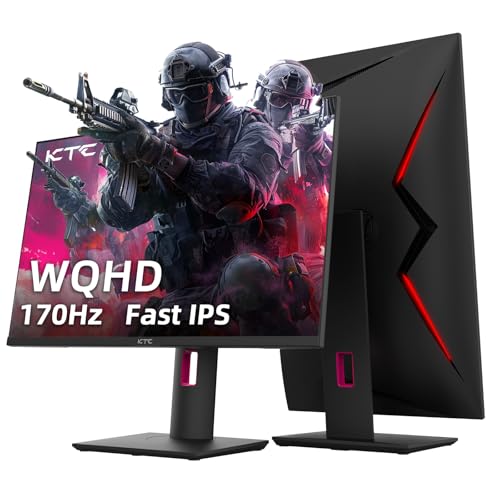 KTC Gaming Monitor, 27 Inch 1440p 170Hz Monitor, 2K QHD 1ms GTG Fast IPS Computer Monitor, HDR, HDMI/USB C/DP Vertical Monitor, FreeSync & G-Sync, Swivel Tilt Height Pivot Adjustable, H27T22
