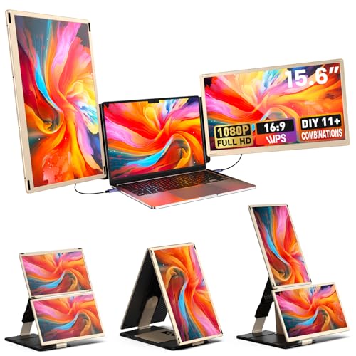 UK BONITOYS ノートパソコンエクステンダー 15.6インチ、1080P FHD ポータブルモニター 120%sRGB、235回転取り外し可能な画面、プラグアンドプレイ、トリプルスクリーンノートパソコンモニターエクステンダー Windows、Mac、Chromeに対応 S6