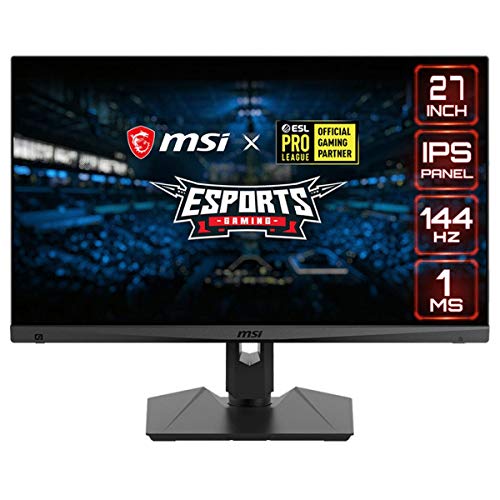 MSI フルHDゲーミングRGBノングレアスーパーナローベゼル 1ms 1920 x 1080 144Hz リフレッシュレート 高さ調節可能 アーム FreeSync 27インチ IPS ゲーミングモニター (Optix MAG274R)、ブラック