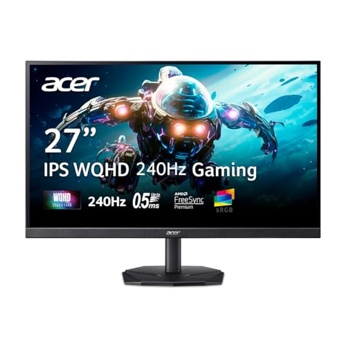 Acer Nitro KG271U W3bmiipx ゲーミングモニター WQHD 2560 x 1440 ゼロフレームデザイン AMD FreeSync プレミアム 最大240Hz 最大0.5ms DisplayPort 1.2 x HDMI 2.0ポート KG271U