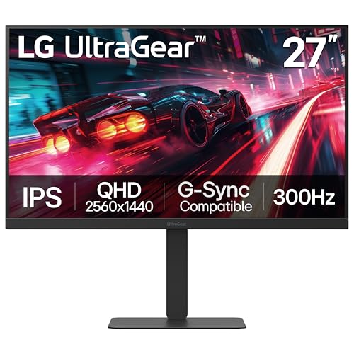 LG 27G640A-B 27インチ ウルトラギア QHD (2560 x 1440) IPS ゲーミングモニター 300Hz 1ms NVIDIA G-Sync AMD FreeSync Premium VESA DisplayHDR 400 HDMI 2.1 USB Type-C チルト/高さ/回転/ピボットスタンド ブラック 27G640A-B.AUSQ