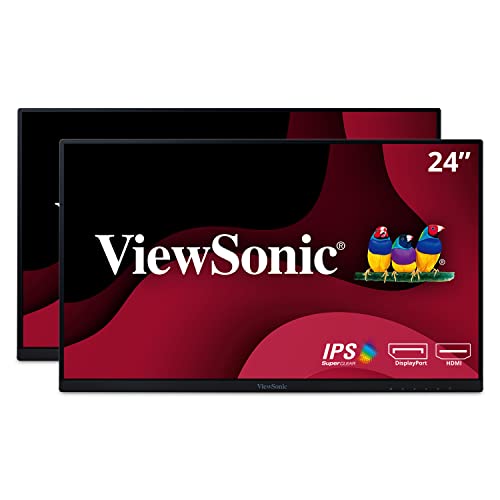 ViewSonic VA2456-MHD_H2 Frameless Dual Pack Head-Only 1080p IPS Monitors with HDMI DisplayPort and VGA for Home and Office