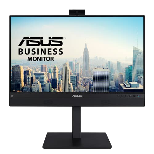 ASUS 23.8” 1080P Video Conferencing Monitor (BE24ECSNK) - Full HD, IPS, Built-in Adjustable 2MP Webcam, AI Noise-canceling Mic, Eye Care, USB-C Docking, RJ45, Height Adjustable, HDMI, Zoom Certified
