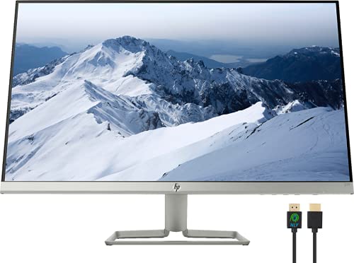 HP 24インチ FHD 1080p IPS LED ウルトラスリムモニター AMD FreeSync HDMI & VGAポート (シルバー&ブラック) Nly 4K HDMIケーブルセット