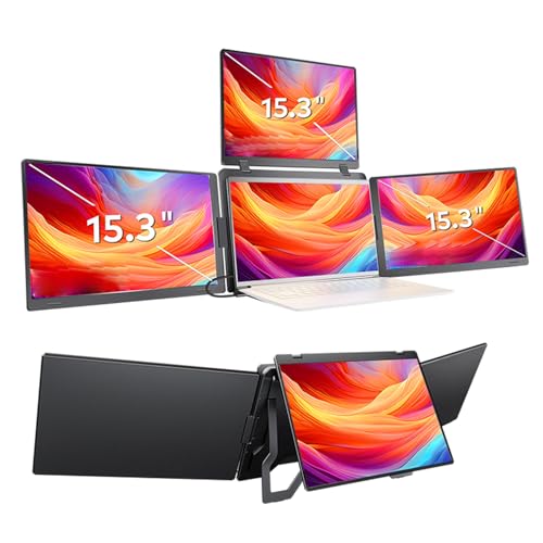 Acogedor 15.3 インチ トリプル ラップトップ スクリーン エクステンダー、ポータブル クアッド モニター ディスプレイ 1920x1200、12 ～ 18.5 ラト用 Type-C プラグ アンド プレイ セットア、60Hz Acogee4cfas3ir7
