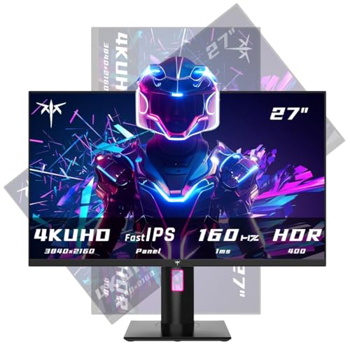 KTC 27インチ 4Kゲーミングモニター UHD 160Hz/144Hz 1ms 高速IPSモニター Freesync/G-Sync HDR400 132%sRGB HDMI DisplayPort/VESA/チルト/高さ/ピボット調整可能, H27P22S