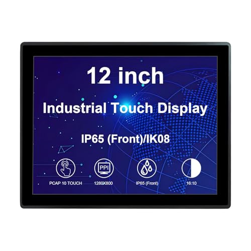 VSDISPLAY 12.1インチ 静電容量式 10ポイント タッチスクリーンモニター 1024x768 IPS 4:3 アスペクト比 防水 防塵 LCDディスプレイ 屋外 工業用 VS-120M-NBC3B02