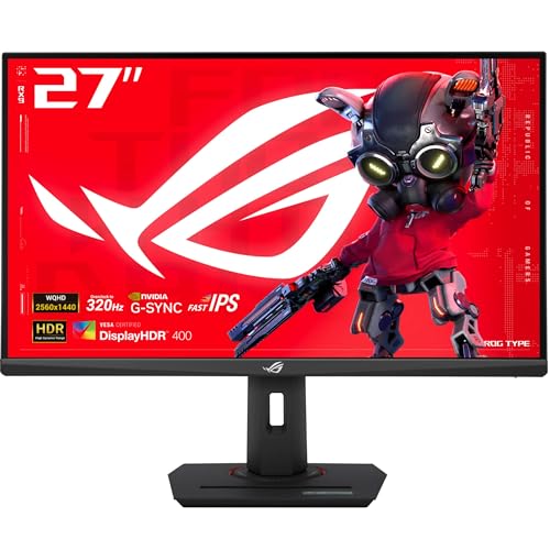 ASUS ROG Strix 27インチ 1440P USB-C HDR ゲーミングモニター (XG27ACMS) – QHD (2560 x 1440) 320Hz 0.3ms 高速IPS、極端なローモーションブラー同期、G-SYNC互換、DisplayWidget、三脚ソケット