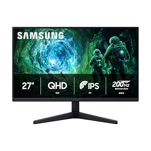 サムスン SAMSUNG - 27インチ QHD Odyssey G5 G53F 解像度ゲーミングモニター HDR10 200Hz リフレッシュレート IPSパネル AMD FreeSync Premium、ブラックEQ、ソーススイッチ S27FG53DEN