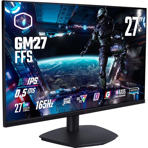 Cooler Master GM27-FFS 27インチ ゲーミングモニター – FHD (1920x1080)、165Hz、0.5ms MPRT、IPSパネル、ダイナミックオーバードライブ、アダプティブ同期、DisplayPort 1.4x2、HDMI 2.0 x 2。 CMI-GM27-FFS-EK