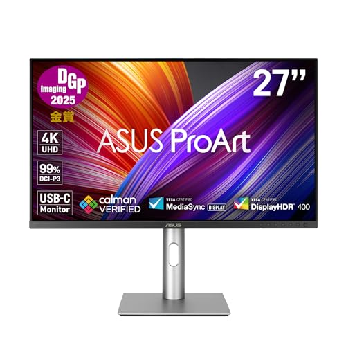 ASUS 4K モニター ProArt PA279CRV-J / 27インチ / 【DGPイメージングアワード2025 金賞】 / IPS/HDMI/DisplayPort/USB Type-C(96W給電) / 99% DCI-P3 / 99% Adobe RGB/色精度ΔE < 2 / VESA DisplayHDR 400 / エルゴノミクススタンド/国内正規品