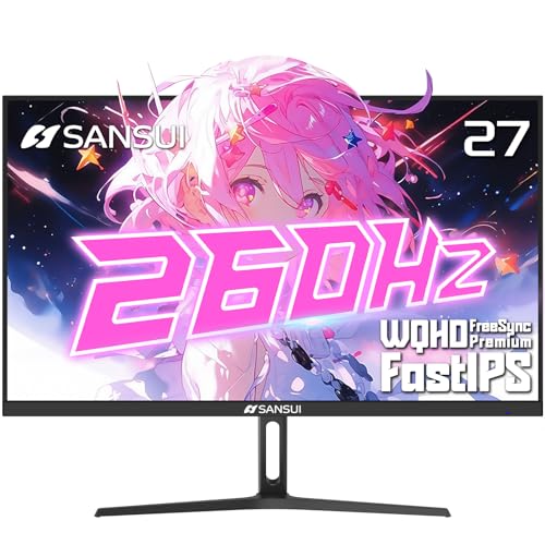 SANSUI 27インチ WQHD 240Hz ゲーミングモニター 1440P-1ms AMD FreeSync | DCI-P3 98% | Fast IPS|スピーカー | HDR10 | 2×DisplayPort 1.4 | HDMI×2 | 高さ調節可能 垂直/水平回転ゲーミング PC モニター ESA-G27F6Q PRO