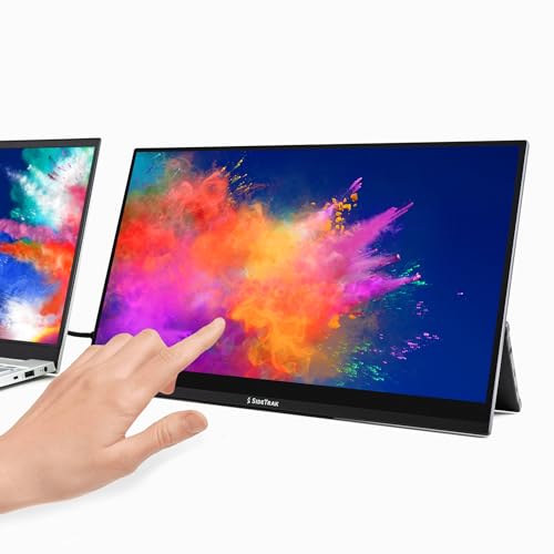SideTrak ソロポータブルモニター 自立式タッチスクリーン 15.6インチ FHD 1080P LED IPSスクリーン キックスタンド付き Mac、PC、Chromeに対応 | USB-CまたはMini HDMI搭載 | 内蔵スピーカー&HDRモード