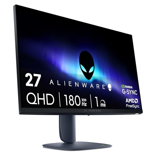 ALIENWARE AW2725DM Alienware 27インチ QHD 高速IPSモニター、AMD FreeSync + NVIDIA G-SYNC、180Hz、1ms GtG、(2) HDMI、DP1.4、USB 5Gbps (3) 人間工学、400nits、明るさ1000:1、コントラスト、DCI-P3 95%+VESA DisplayHDR 4。 00