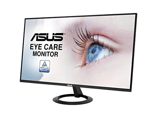 ASUS 27” 1080P Monitor (VZ27EHE) - Full HD, IPS, 75Hz, 1ms, Adaptive-Sync/FreeSync, Low Blue Light, Flicker Free, Ultra-Slim, VESA Mountable, Frameless, HDMI, VGA, BLACK, 14"x24.1"x1.5"