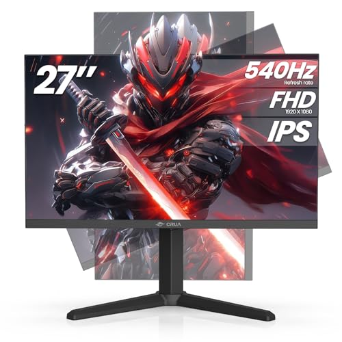 CRUA 27インチ 540Hz ゲーミングモニター IPS FHD(1920x1080P)、AMD FreeSync、120% sRGB、高さ/ピボット/回転/傾き調節可能な垂直モニター、HDMI 2.1 + DP 1.4、壁取り付け-ブラック CR270F