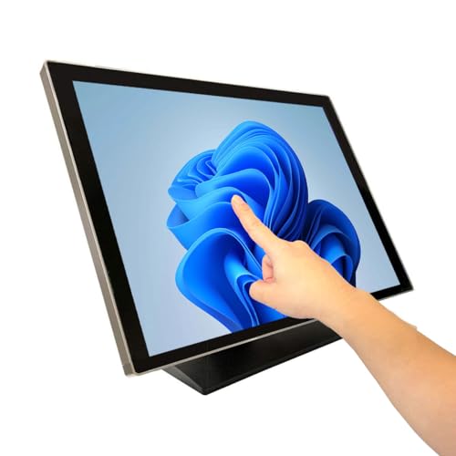 ANGEL POS 商用グレード19インチ頑丈なアルミニウムフレーム4:3静電容量式タッチスクリーンモニター、1280×1024、防滴ガラス、ベゼルフリーデザイン、メタルケーシング&ベース、バックコントロールボタン、 19-Pro