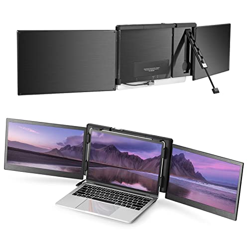 JoyReal トリプルポータブルモニター Windowsノートパソコン用 12インチ 1080P モニターエクステンダー 13インチ~16.5インチのノートパソコン用 USB/Type-C ワンケーブル接続 ポータブルスクリーン P2SW