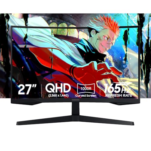 サムスン Samsung 27インチ オデッセイ G5 QHD(2560x1440) 165Hz 1ms カーブゲーミングモニター | 1000Rカーブ、AMD FreeSync、HDR10、アイセーバーモード、W/Hdmi。 Odyssey G5