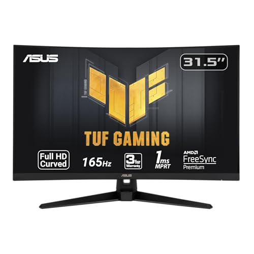 ASUS monitor gamer curvo 32" VG328H1B, 1080P Full HD, 165Hz (FreeSync ™ Premium, 1ms, Eye Care, HDMI, D-Sub)