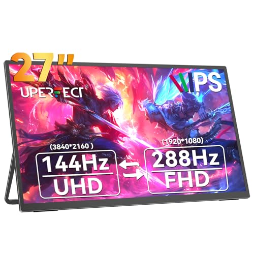 UPERFECT 【SWITCH2ドック不要】モバイルモニター 4K 144Hz 1080P 288Hz 27インチ UPERFECT ゲーミングモニター クリエイター向け モバイルディスプレイ 大画面 ポータブルディスプレイ FreeSync 非光沢IPS Type-C 3.1/HDMI 2.1/DP1.4 PS4/5/SWitch2対応 自立スタンド VESA付き【UMax 27 Switches】