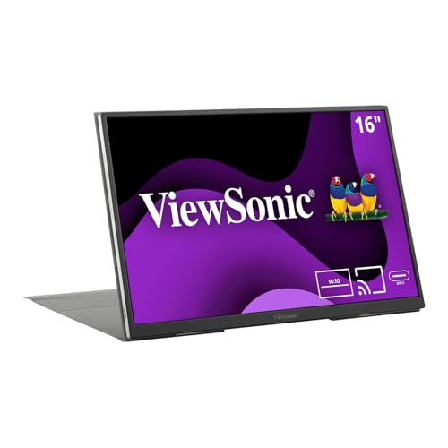ViewSonic VG1656N 16インチ 1200p IPS ワイヤレスポータブルモニター 2ウェイ電源60W USB C付き 4000mAhバッテリー内蔵 スマートカバー付きスタンド